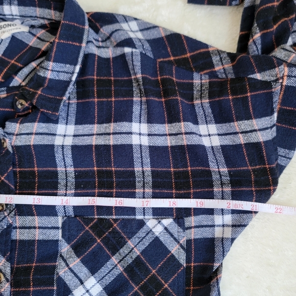CiSono Plaid Cropped Overshirt Layering Transitional Flannel Piece for Spring - Picture 6 of 7